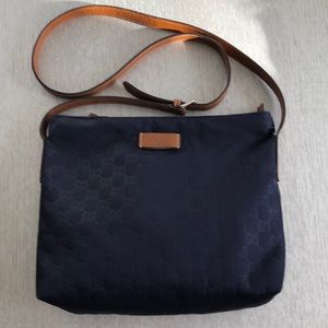 Authentic Gucci navy nylon crossbody bag